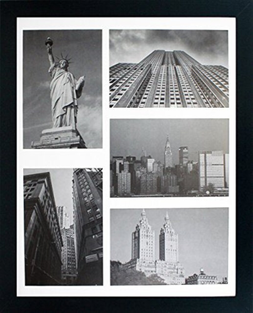 11x14 Collage Picture Frame - Mat Displays Five 4x6 Inch Photos - Black Gallery Wide Molding - Includes Both Attached Hanging Hardware and Desktop Easel - Display Multiple 4 x 6 Pictures or 11 x 14